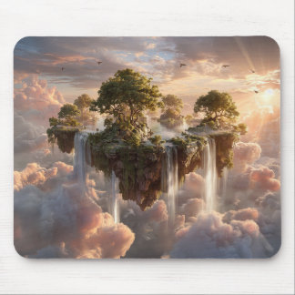 Surreal Floating Islands With Waterfalls Mouse Pad