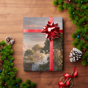 Surreal Floating Islands With Waterfalls Wrapping Paper