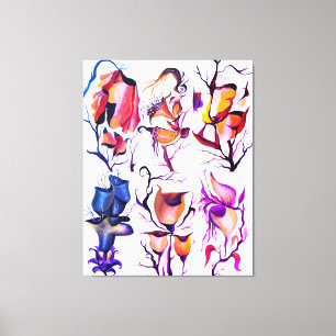 Surreal Floral Abstraction – Bold Colour Bloom Art Canvas Print