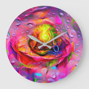 Surreal Floral Art Large Clock