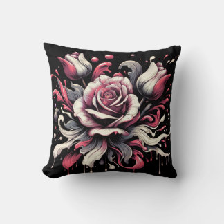 Surreal Floral Fusion Throw Pillow