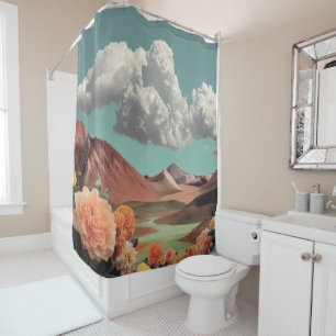 Surreal Floral Mountainscape With Dramatic Clouds