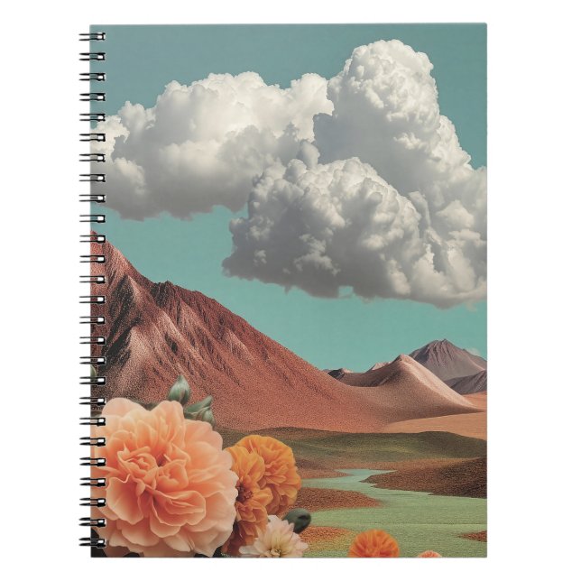 Surreal Floral Mountainscape With Dramatic Clouds Notebook (Front)