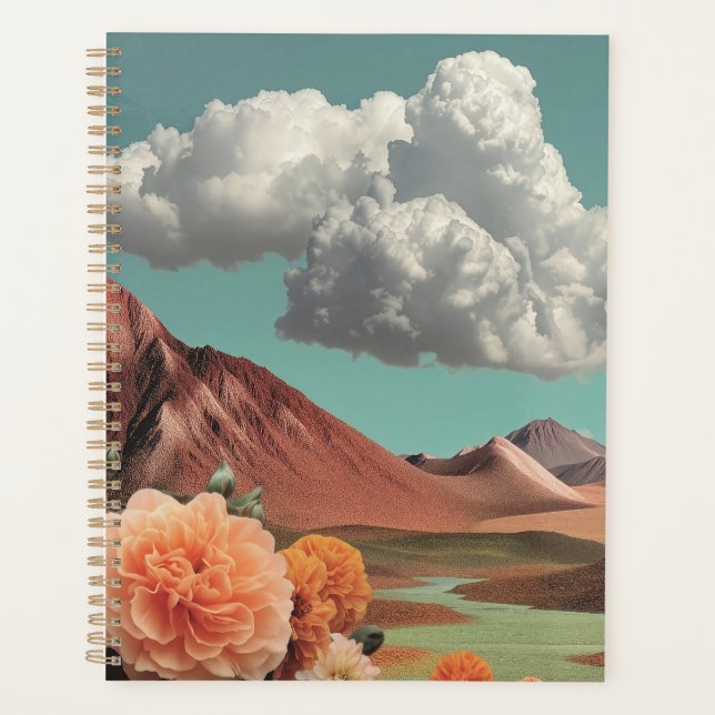 Surreal Floral Mountainscape With Dramatic Clouds Planner (Front)