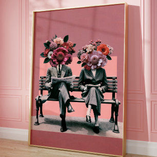 Surreal Floral Portrait Wall Art Vintage Collage