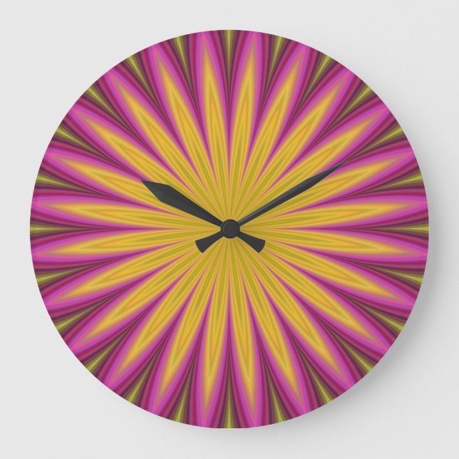 Surreal Flower with Purple & Yellow Petals Large Clock (Front)