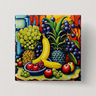 Surreal fruit 13 2 inch square button