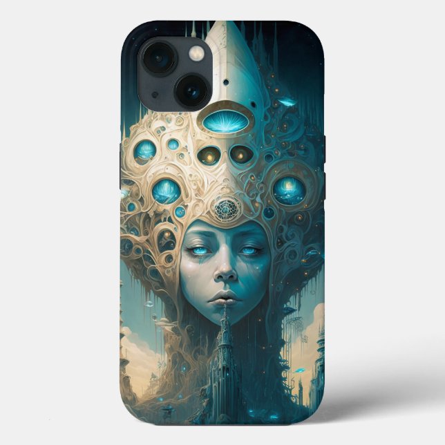 Surreal Futuristic Alien Woman Lanscape Case-Mate iPhone Case (Back)