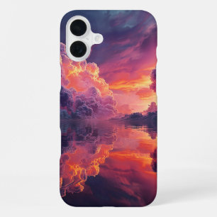 Surreal Glowing Sunset Clouds Reflected In Water iPhone 16 Plus Case