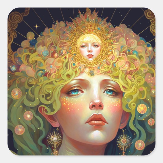 Surreal Goddess Fantasy Art Square Sticker (Front)