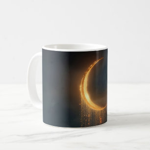 Surreal Golden Crescent Moon Above Ocean Coffee Mug