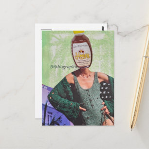 Surreal Honey Woman Mixed Media Collage Postcard