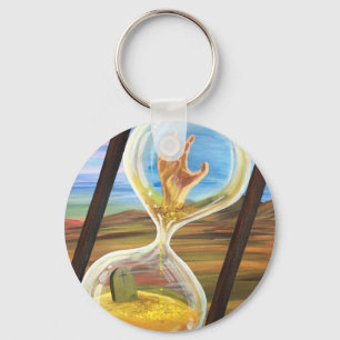 Surreal Hourglass Memento Mori Dark Gothic Desert Keychain