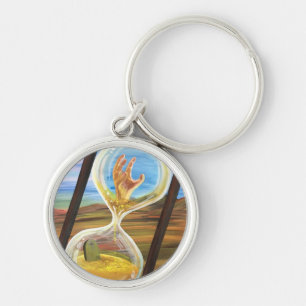 Surreal Hourglass Memento Mori Dark Gothic Desert  Keychain
