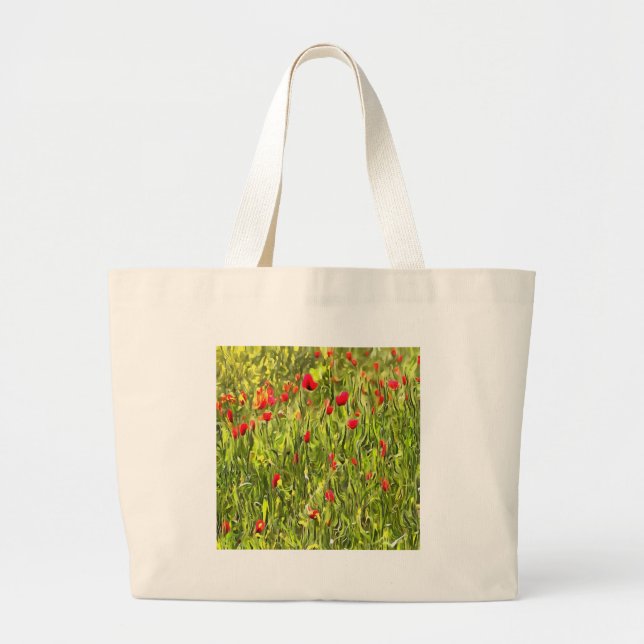 Surreal Hypnotic Poppies Large Tote Bag (Front)