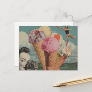 Surreal Ice cream Swim Collage Postcard