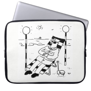 Surreal Image of a Lollipop Man Sunbathing on the Laptop Sleeve