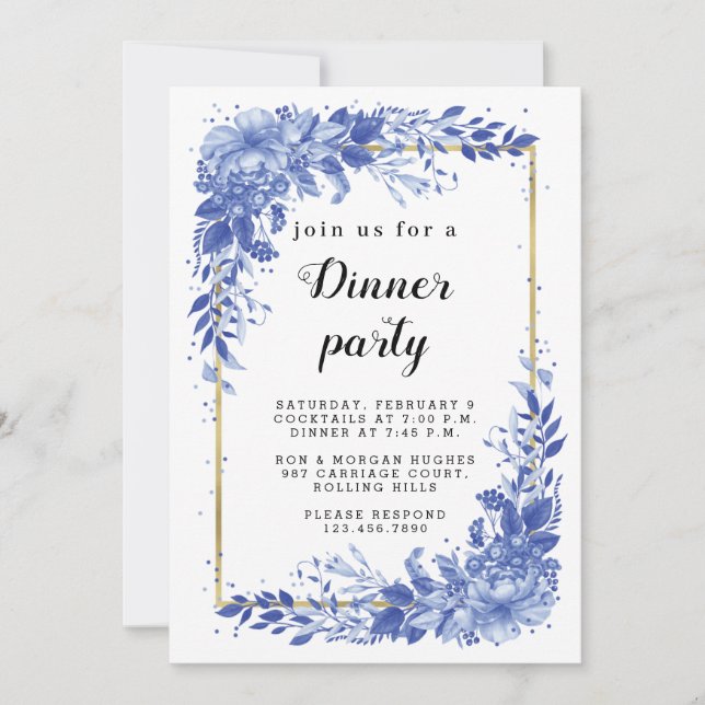 Surreal Indigo Bouquet - Party Invitation, wedding Save The Date (Front)