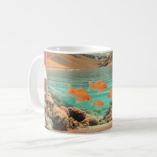 Surreal Interior with Fish and Moonlit Landscape Coffee Mug