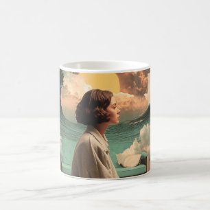 Surreal Interior With Woman and Cat Coffee Mug