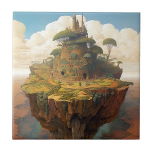 Surreal Island Landscape Fantasy Art Tile