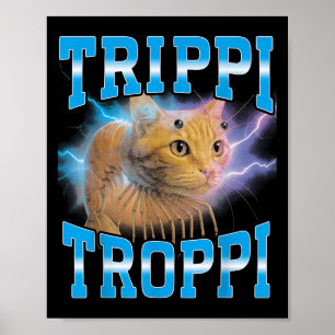 Surreal Italian Brainrot Meme Trippi Troppi Cat Fu Poster