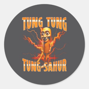 Surreal Italian Brainrot Meme Tung Tung Tung Sahur Classic Round Sticker