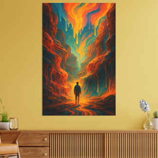 Surreal Journey - Fire and Teal Art Canvas Print