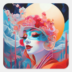 Surreal Lady Fantasy Art Square Sticker