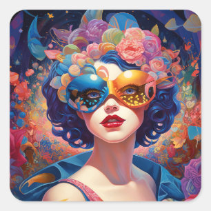 Surreal Lady Fantasy Art Square Sticker