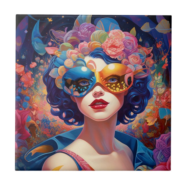 Surreal Lady Fantasy Art Tile (Front)