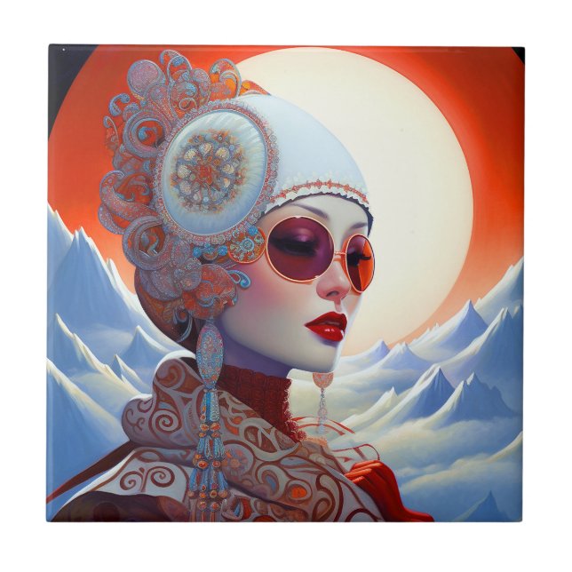Surreal Lady Fantasy Art Tile (Front)