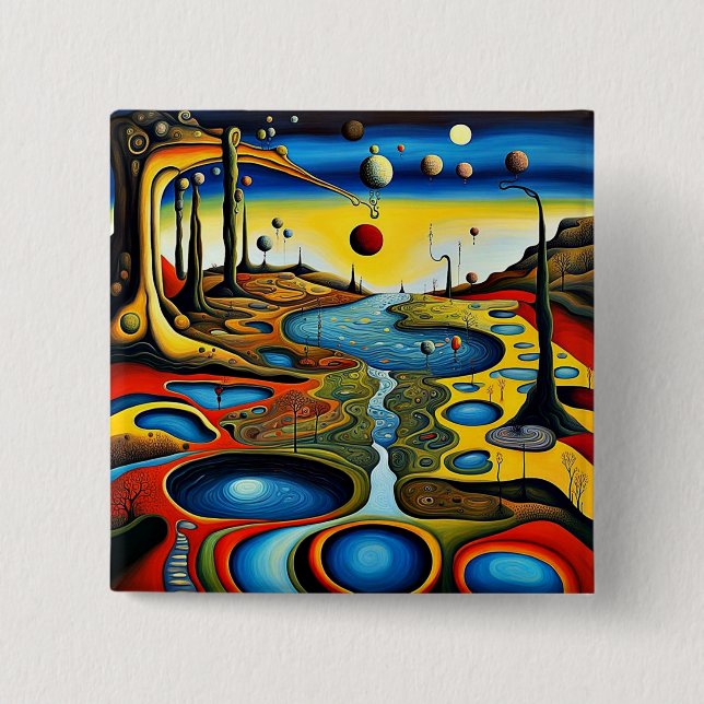 Surreal Landscape 2 Inch Square Button (Front)