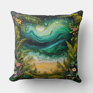 Surreal Landscape Artwork Featuring Vibrant Nature Throw Pillow