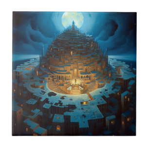 Surreal Landscape City Maze Fantasy Art Tile
