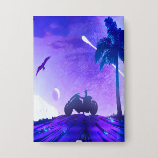 Surreal Landscape – Dreamy Digital Art Pinback But