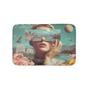 Surreal Landscape Vision, Surreal female portrait  Bath Mat