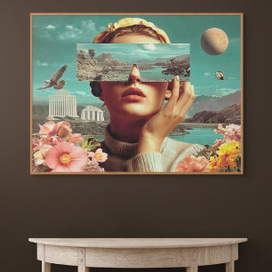 Surreal Landscape Vision, Surreal female portrait  Canvas Print