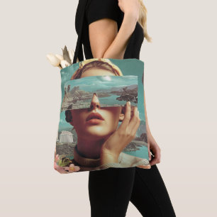 Surreal Landscape Vision, Surreal female portrait Tote Bag