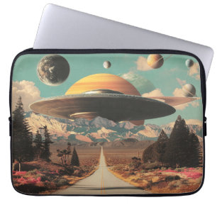 Surreal Landscape with Road, UFO and Saturn Laptop Sleeve