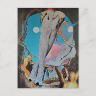 Surreal Legs in Lace and Heels Collage Postcard