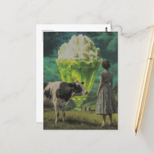 Surreal Lime Yummy Desert in the Dairy Pasture  Postcard
