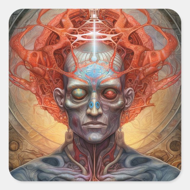 Surreal Man Visionary Art Square Sticker (Front)