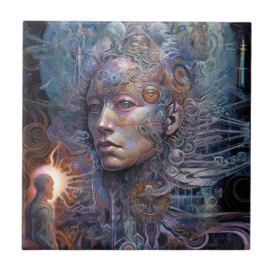 Surreal Man Visionary Art Tile