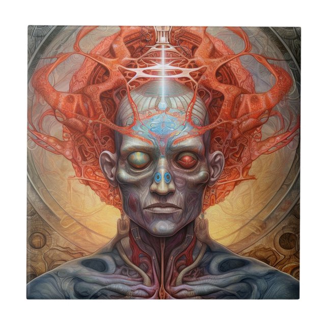 Surreal Man Visionary Art Tile (Front)