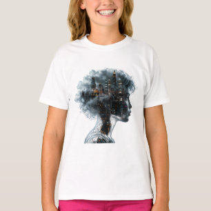 Surreal Mindscape: City within a Woman's Head T-Shirt
