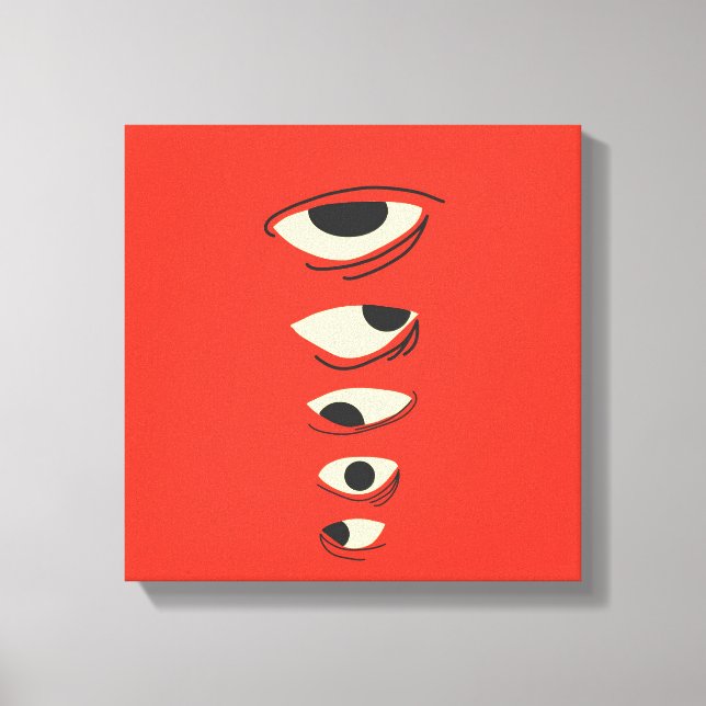 Surreal Minimal Eyes – Abstract Red Illustration Canvas Print (Front)