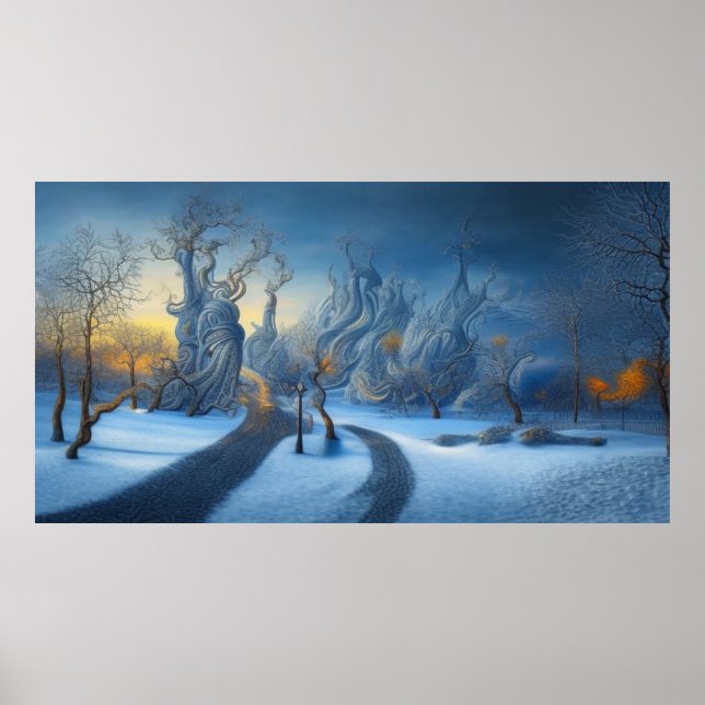 Surreal Modern Abstract winter wonderland snow 2 Poster (Front)