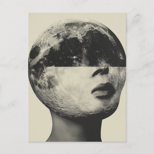 Surreal Moon Person Collage Postcard (Front)