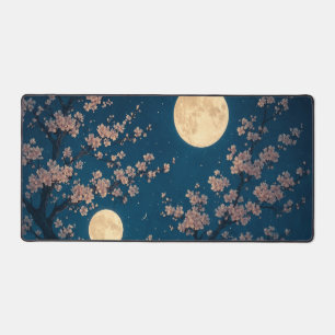 Surreal Moonlit Sakura Desk Mat